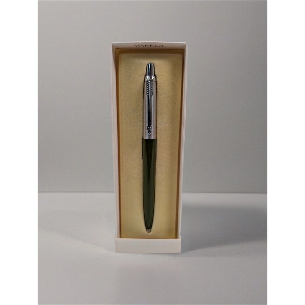 Vintage Parker T-Ball Jotter Ballpoint Pen Olive Green with Box Needs Ink Refill